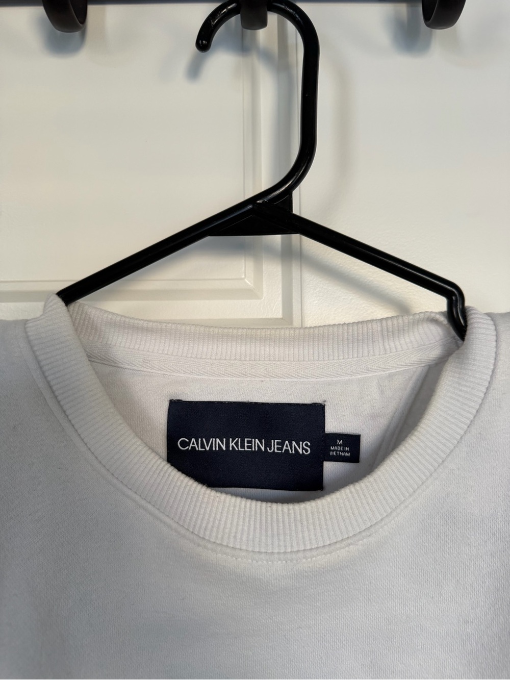 Calvin Klein Jeans White, Light Blue & Royal Blue Colorblock Crew Sweatshirt - Picture 3 of 4